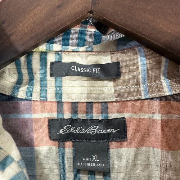 Eddie Bauer Shirt Men XL Plaid‎ Cotton Classic Fit Gorpcore Normcore Casual - Picture 2 of 6